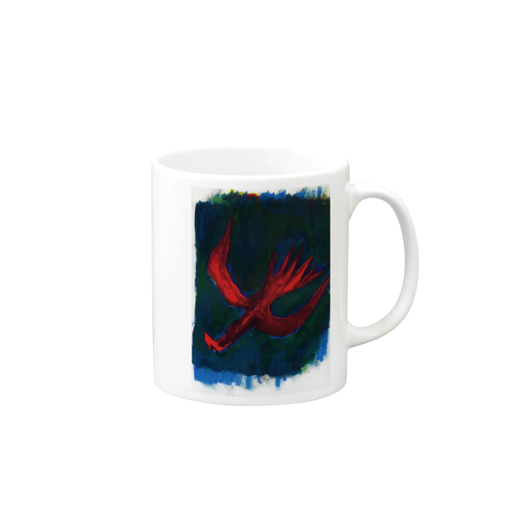 IllustCodeのRed Bird Mug :right side of the handle