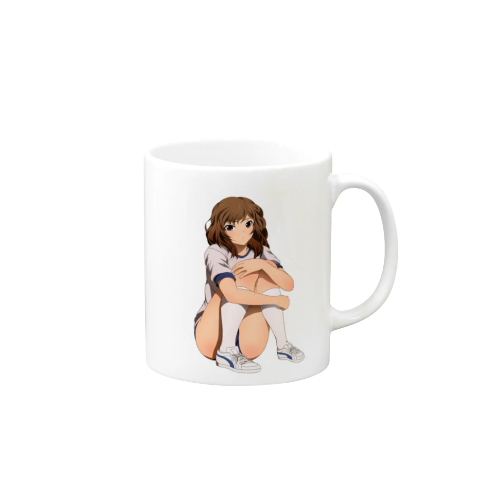 yadogenの体育座りの女の子 Mug :right side of the handle