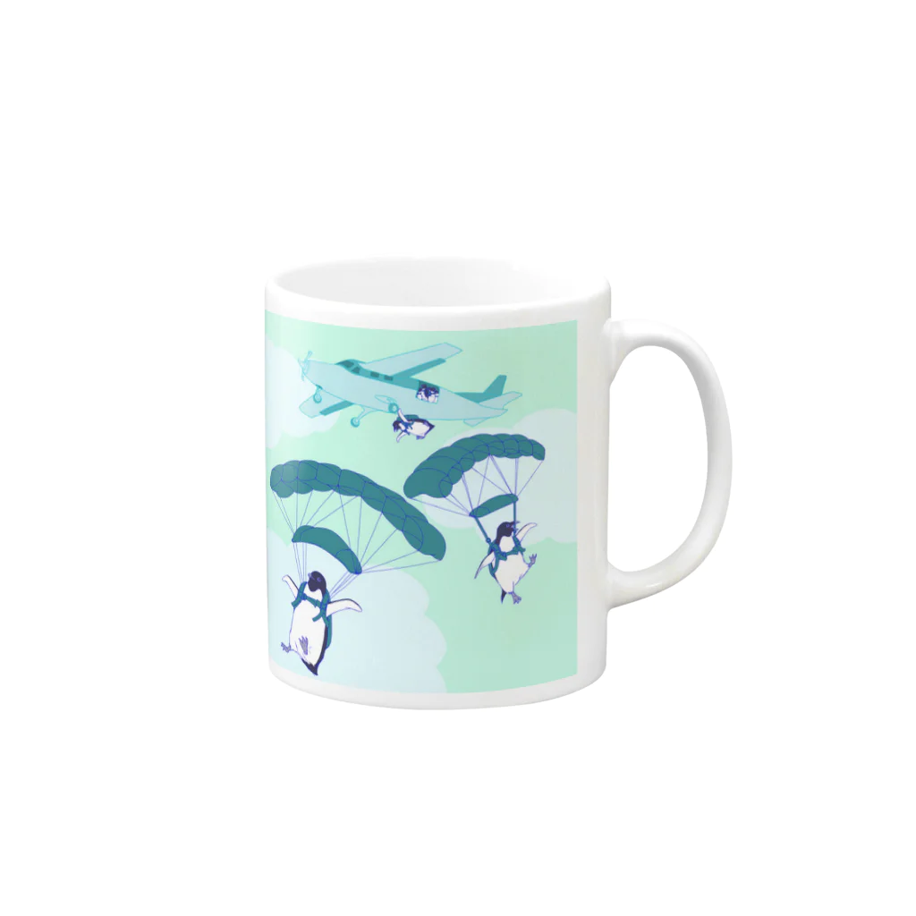 N谷スタジオのペンギンスカイダイバーズ Mug :right side of the handle