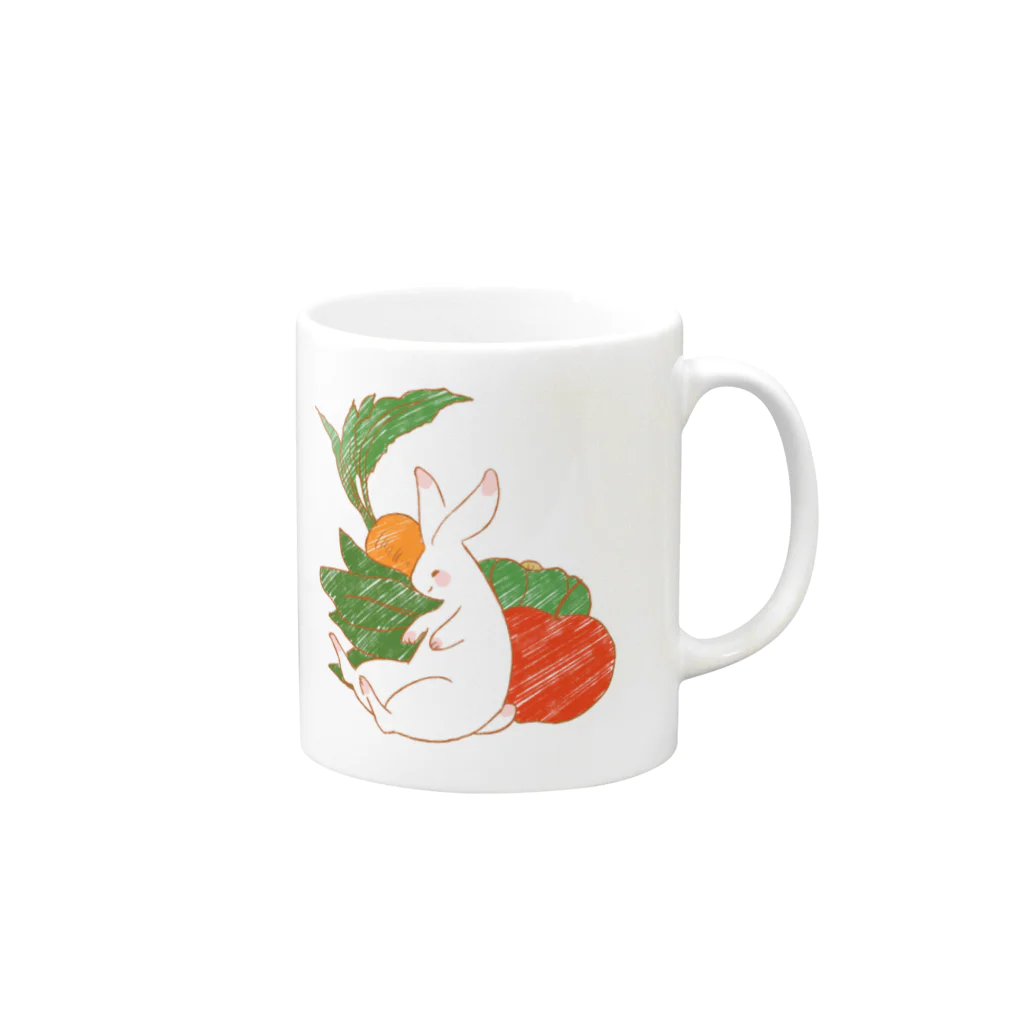 peaches-momokoの野菜うさぎちゃん Mug :right side of the handle