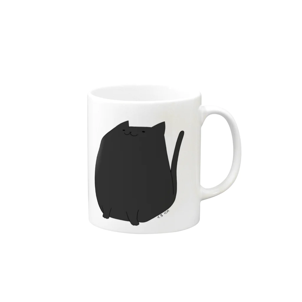 猫丸のしかくねこ黒 Mug :right side of the handle