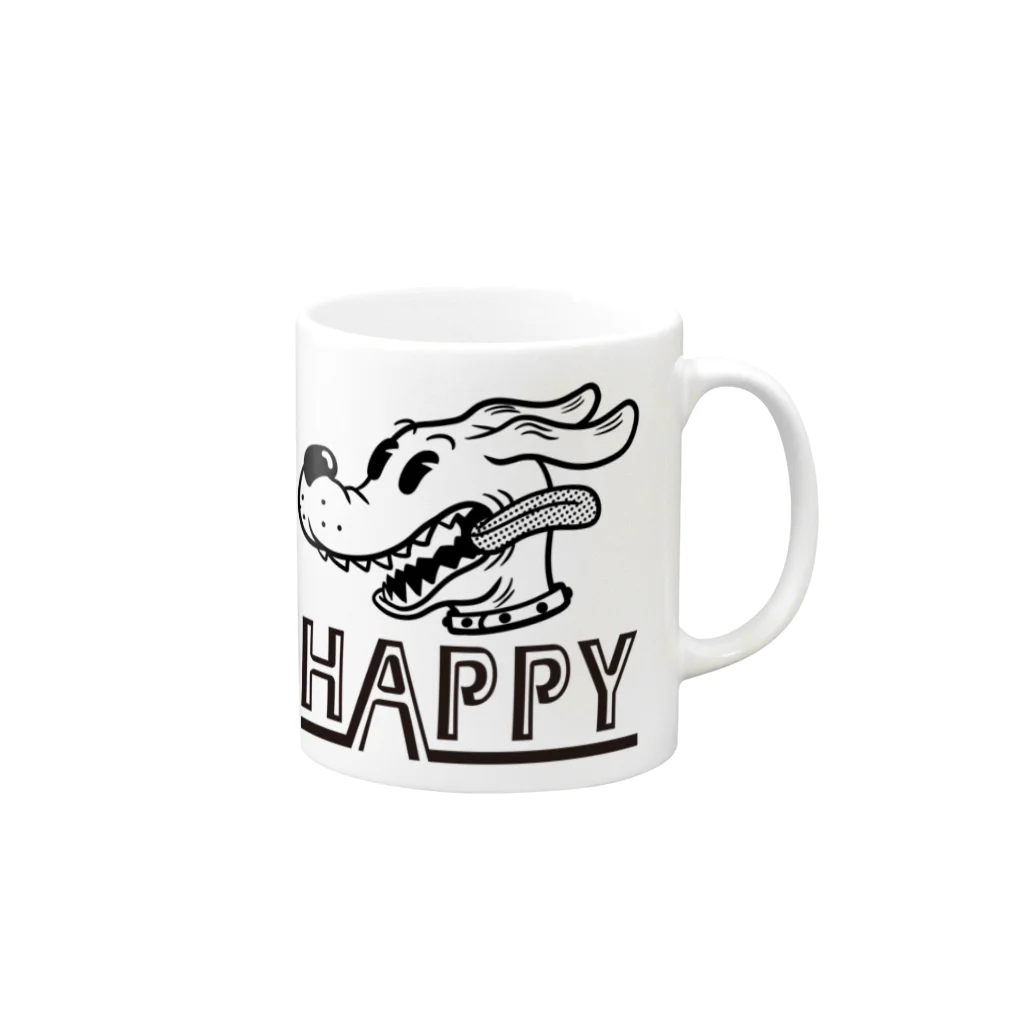 nidan-illustrationのhappy dog (black ink) Mug :right side of the handle