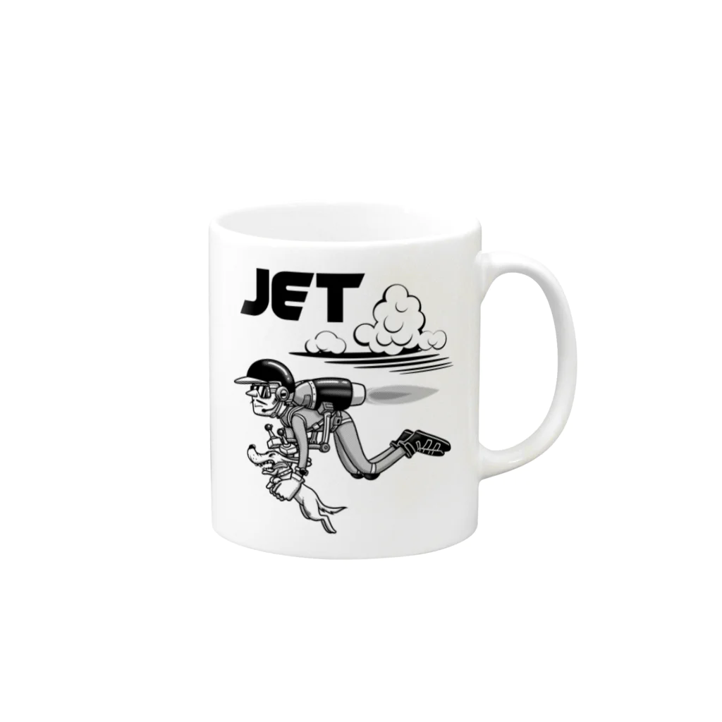 nidan-illustrationのhappy dog -JET- (black ink) Mug :right side of the handle