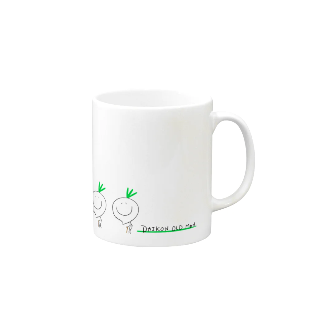 SHIMSHIMPANのだいこんじじぃ歩く Mug :right side of the handle