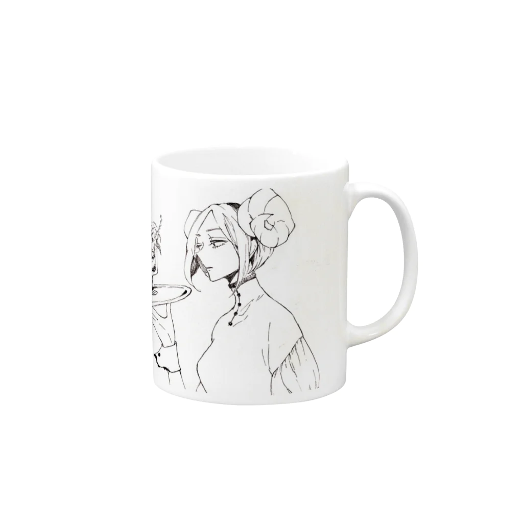 🍓塩野ネリコ🍓の架空パフェ庵[夢喰の羊] Mug :right side of the handle