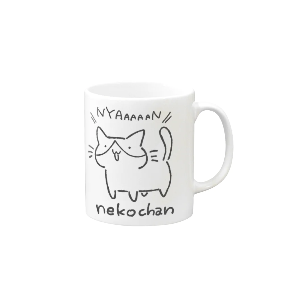 おとんのねこちゃん　ハチワレ Mug :right side of the handle