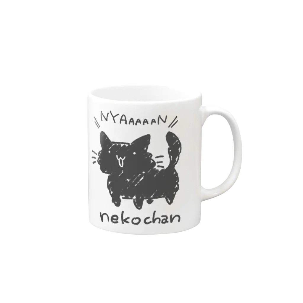 おとんのねこちゃん　長毛黒 Mug :right side of the handle