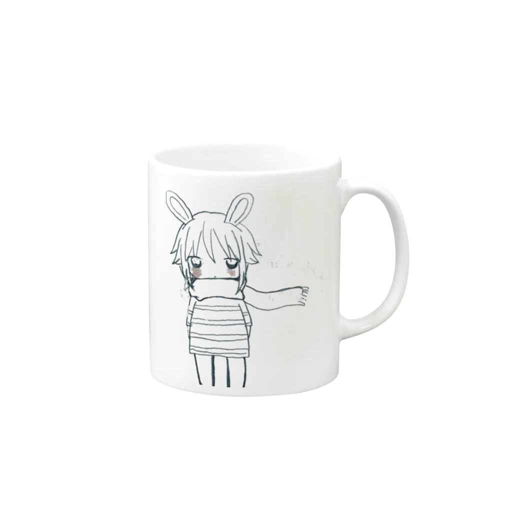 ふぁーさん🍝🐾ﾊｶﾙｸﾝのうさみみ ゆめかわいい Mug :right side of the handle