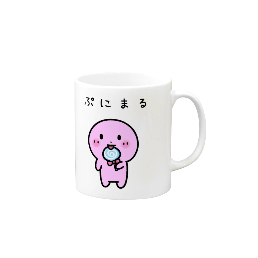 うさぎまるえkawaiishop のまるまる兄弟『ぷにまるペロキャン』 マグカップの取っ手の右面