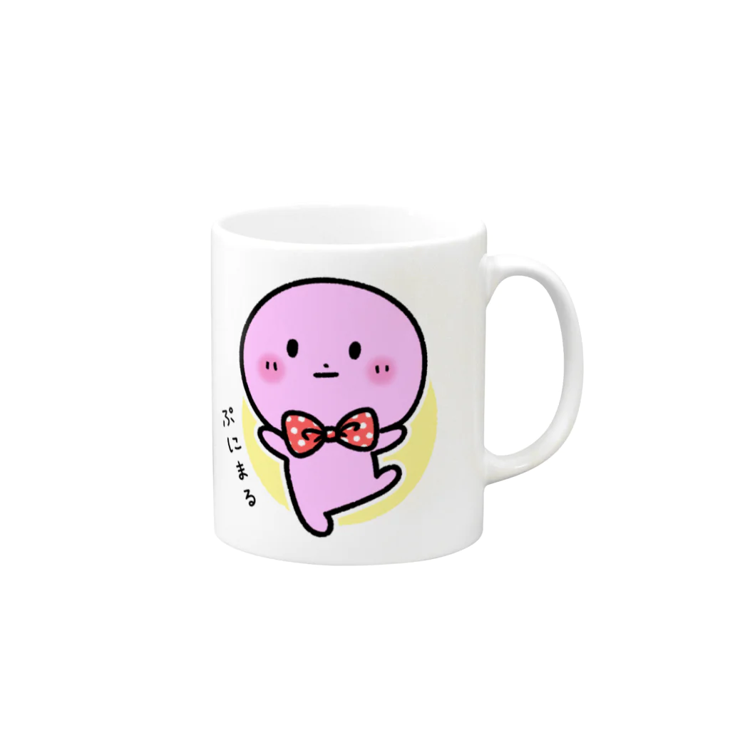 うさぎまるえkawaiishop のまるまる兄弟『ぷにまるバンザイ』 マグカップの取っ手の右面