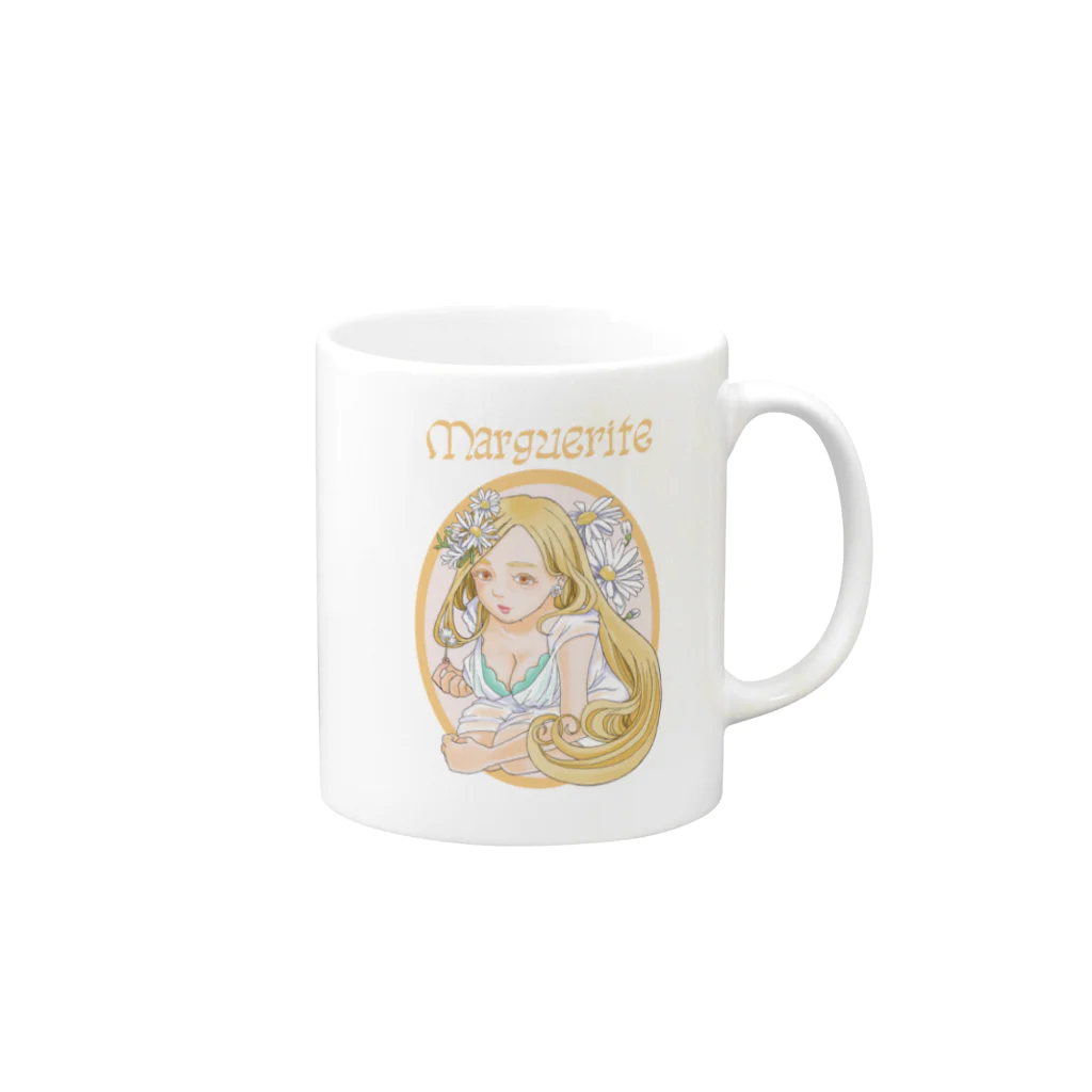 はこの美女とマーガレット(背景なし) Mug :right side of the handle