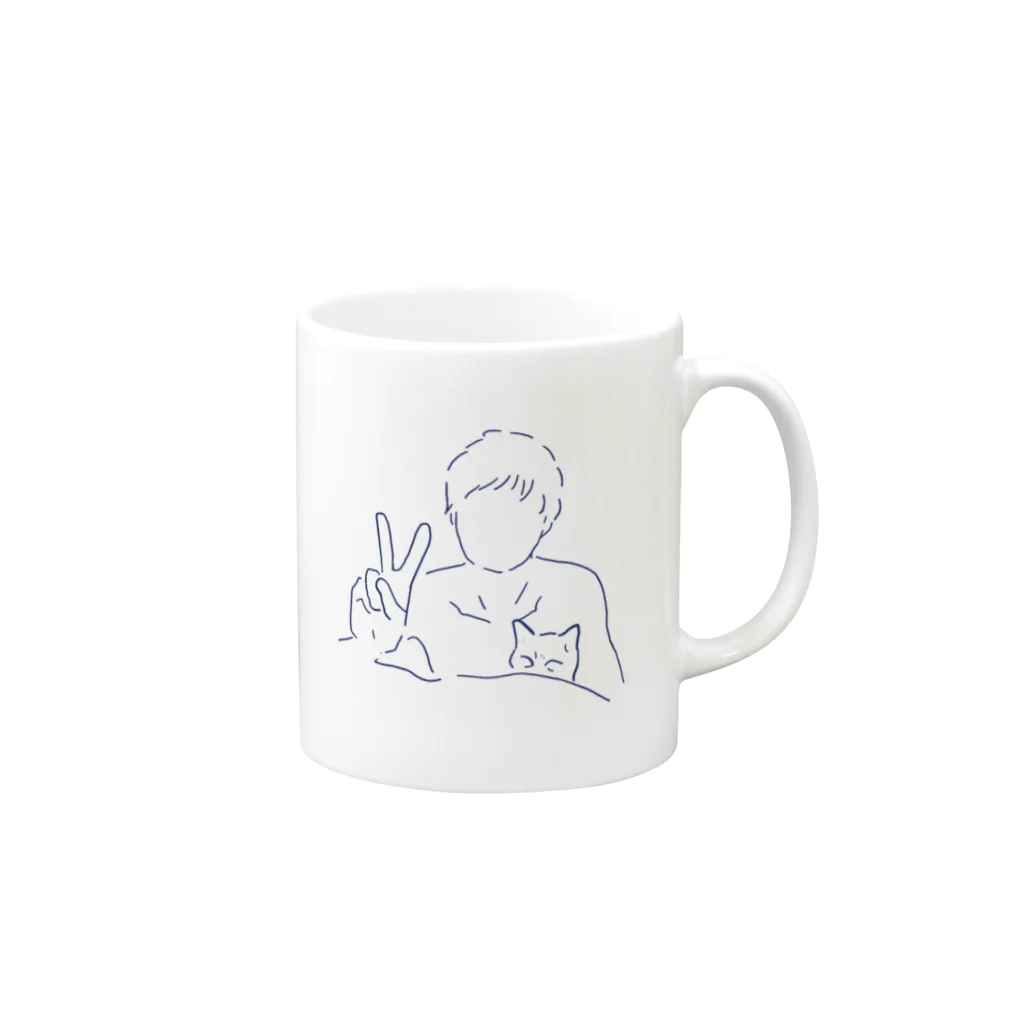 くまさんしょっぷ🐻のねこ と ぬし  Mug :right side of the handle