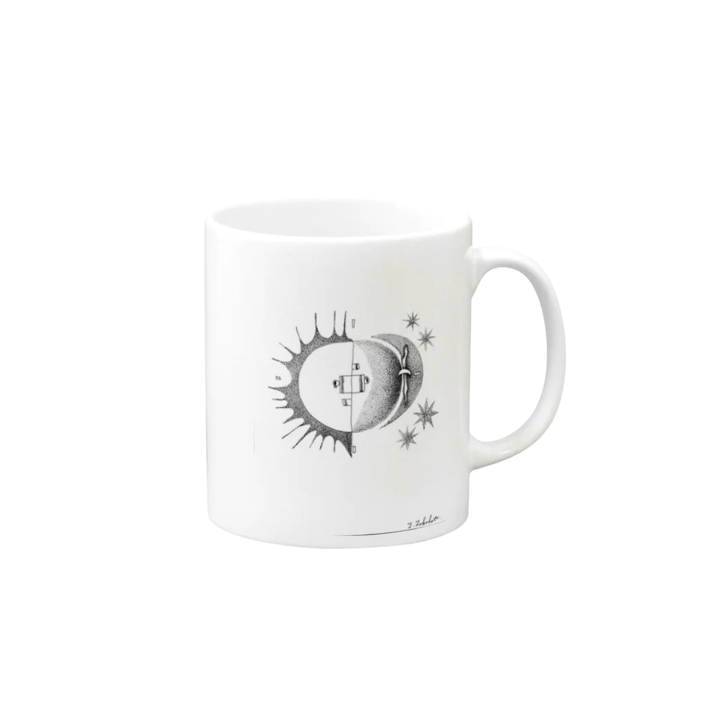 morinishiの太陽と月café Mug :right side of the handle