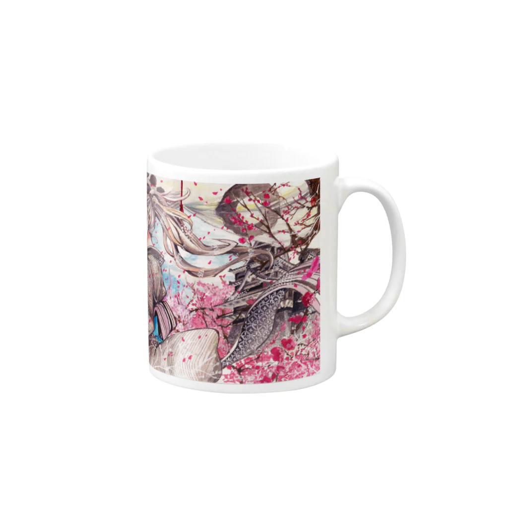 松(絵描き)の白玉か何ぞと人の問ひしとき Mug :right side of the handle