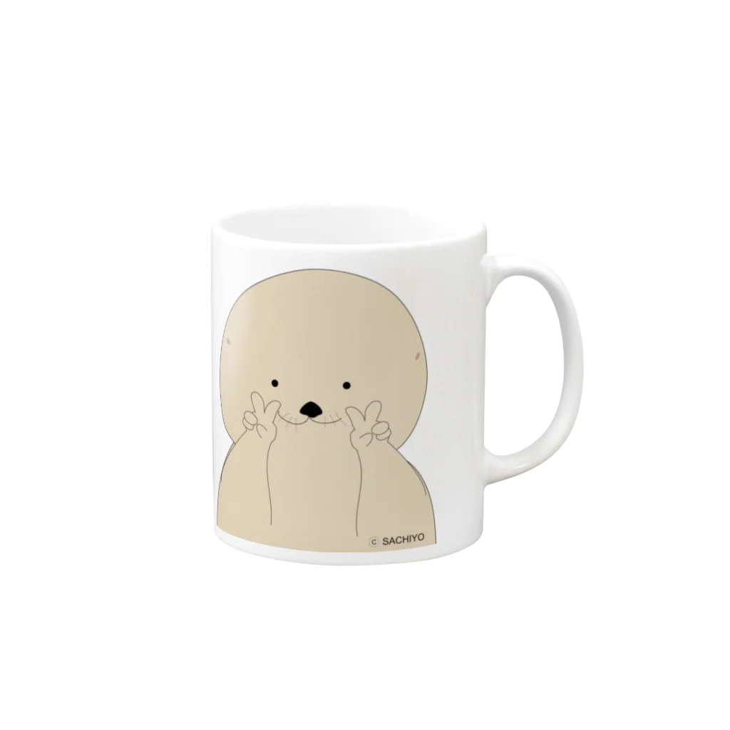 ラッコの「らー」のラッコのらー　ピースver. Mug :right side of the handle