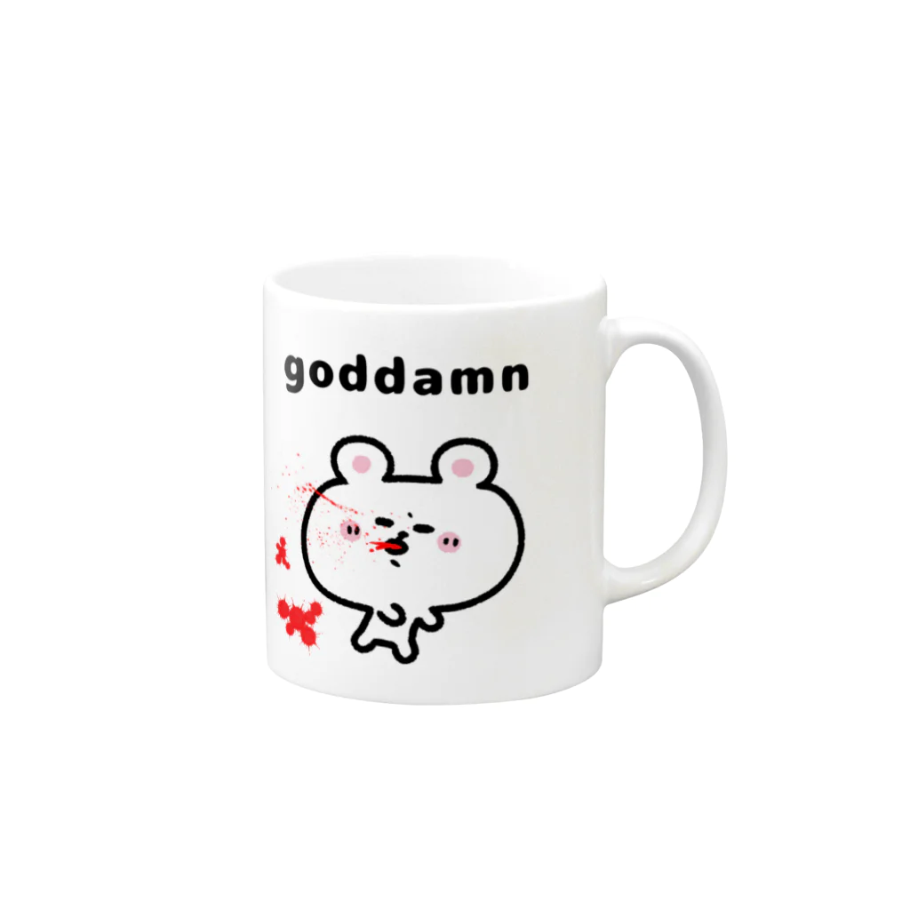 うさぎまるえkawaiishop のくまコロりん『ガッデム』 Mug :right side of the handle