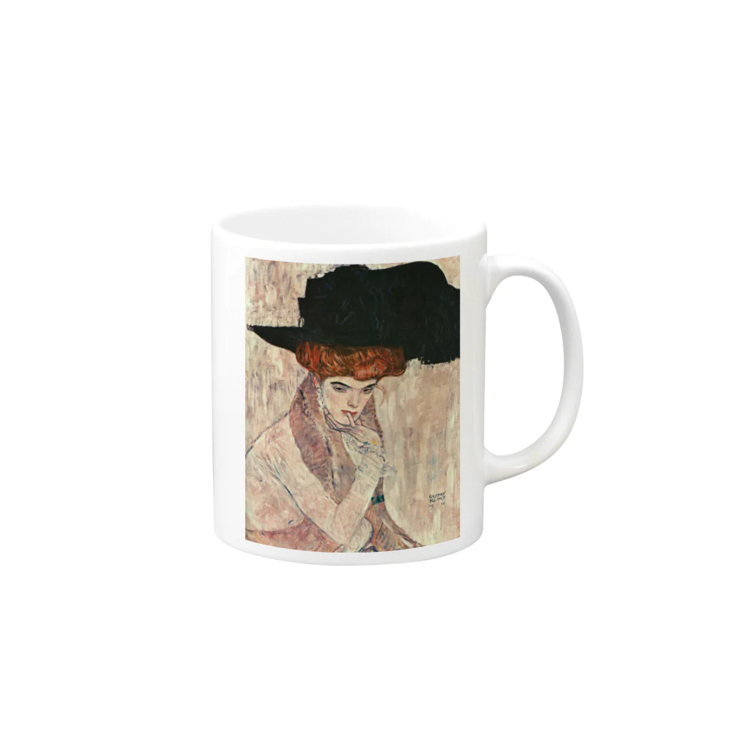 Art Baseのグスタフ・クリムト / 1910 / The Black Feather Hat / Gustav Klimt マグカップの取っ手の右面