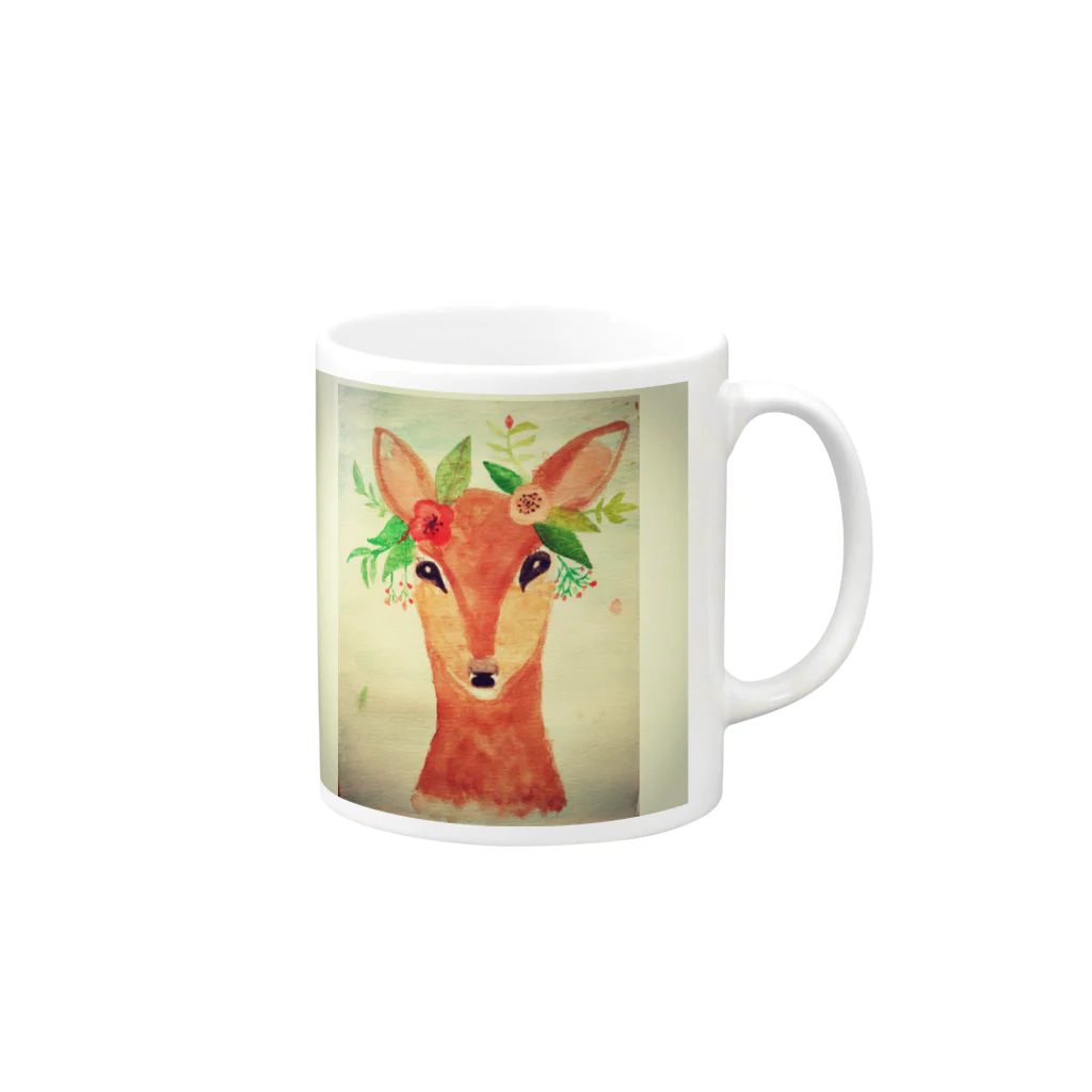 The Art FatherのGazelle watercolor painting design. Mug :right side of the handle