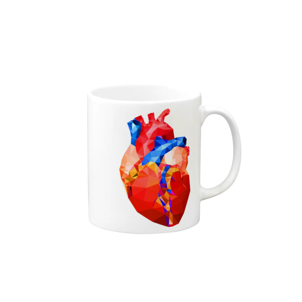 OFUNE's MarketのGlass Heart Mug :right side of the handle