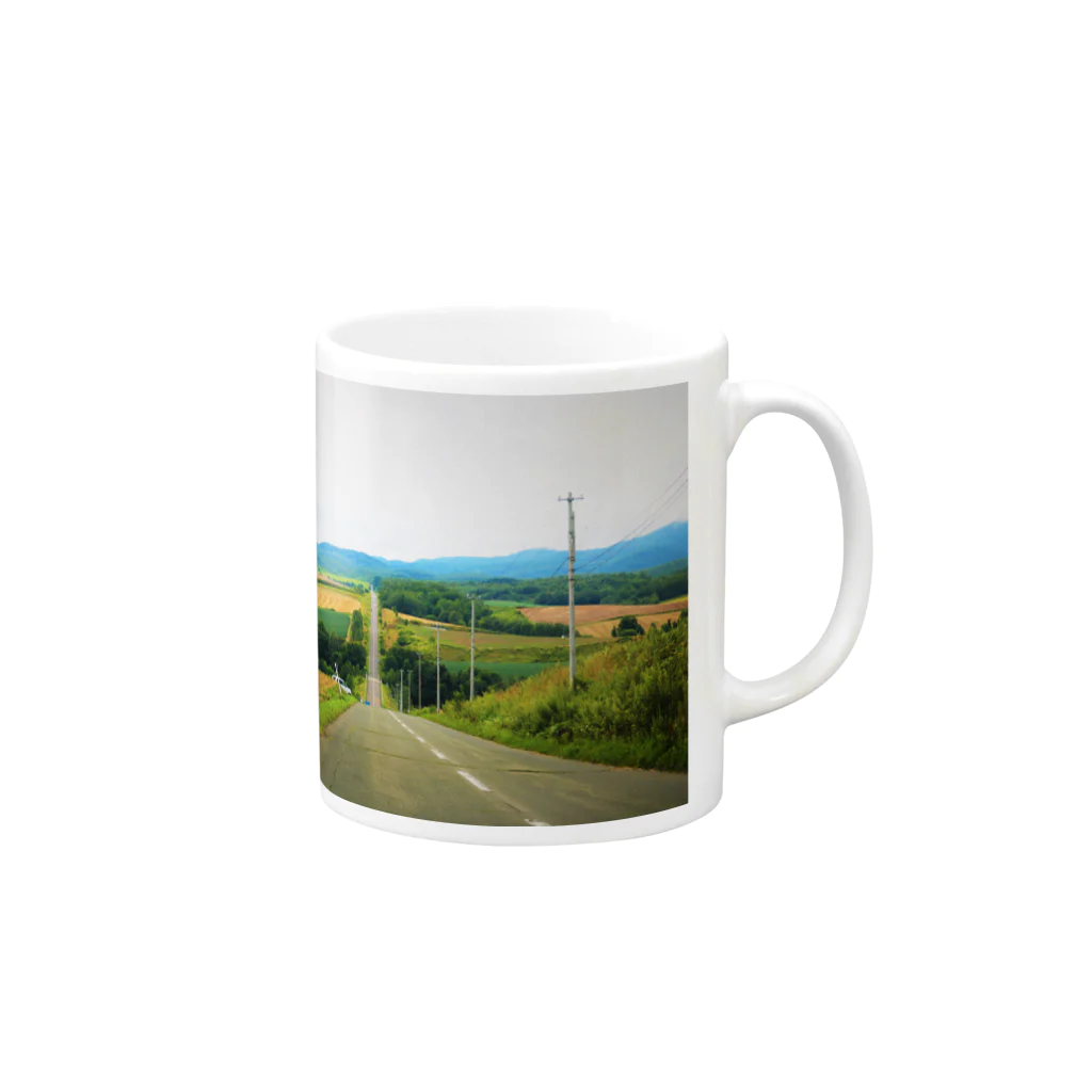 namonaki_hituziのまっすぐな道 Mug :right side of the handle