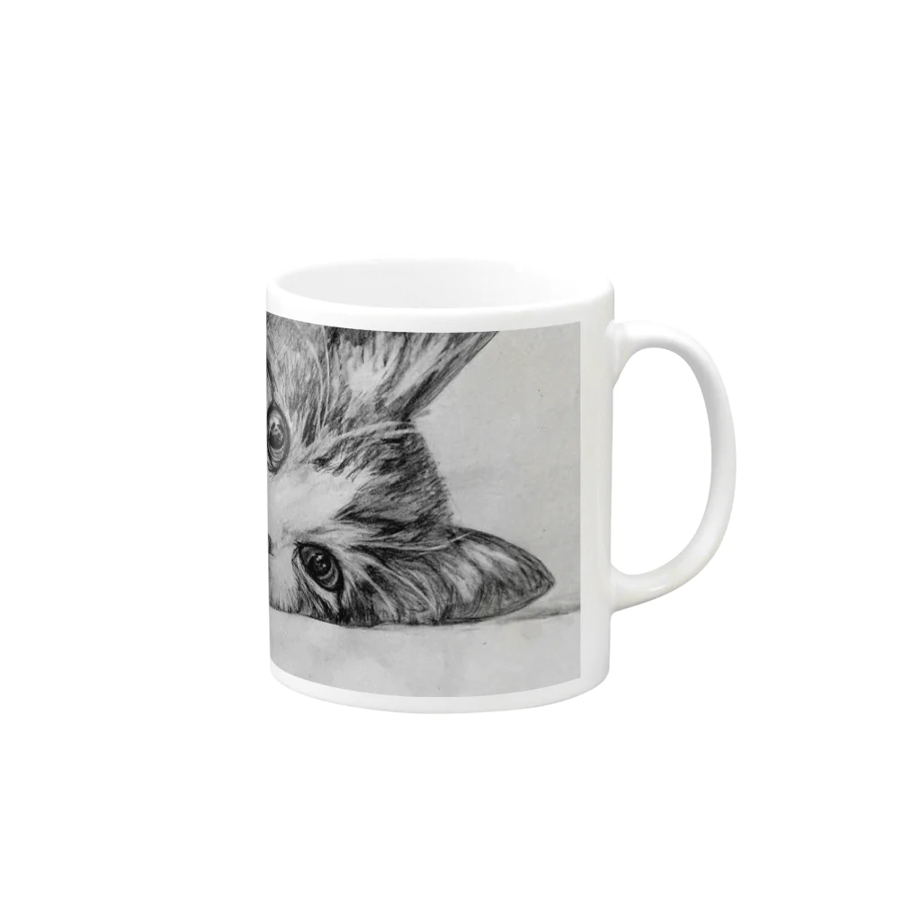 クロミケ堂のごろん猫 Mug :right side of the handle