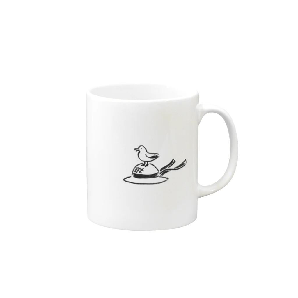  こぐま        の夏休み かもめと麦わら帽子 Mug :right side of the handle