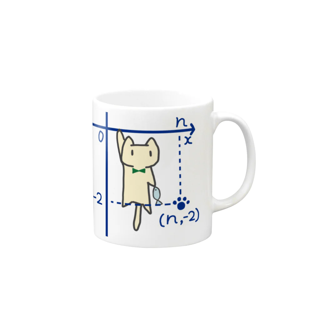 リコペマの第四象限でぶらさがるネコ Mug :right side of the handle