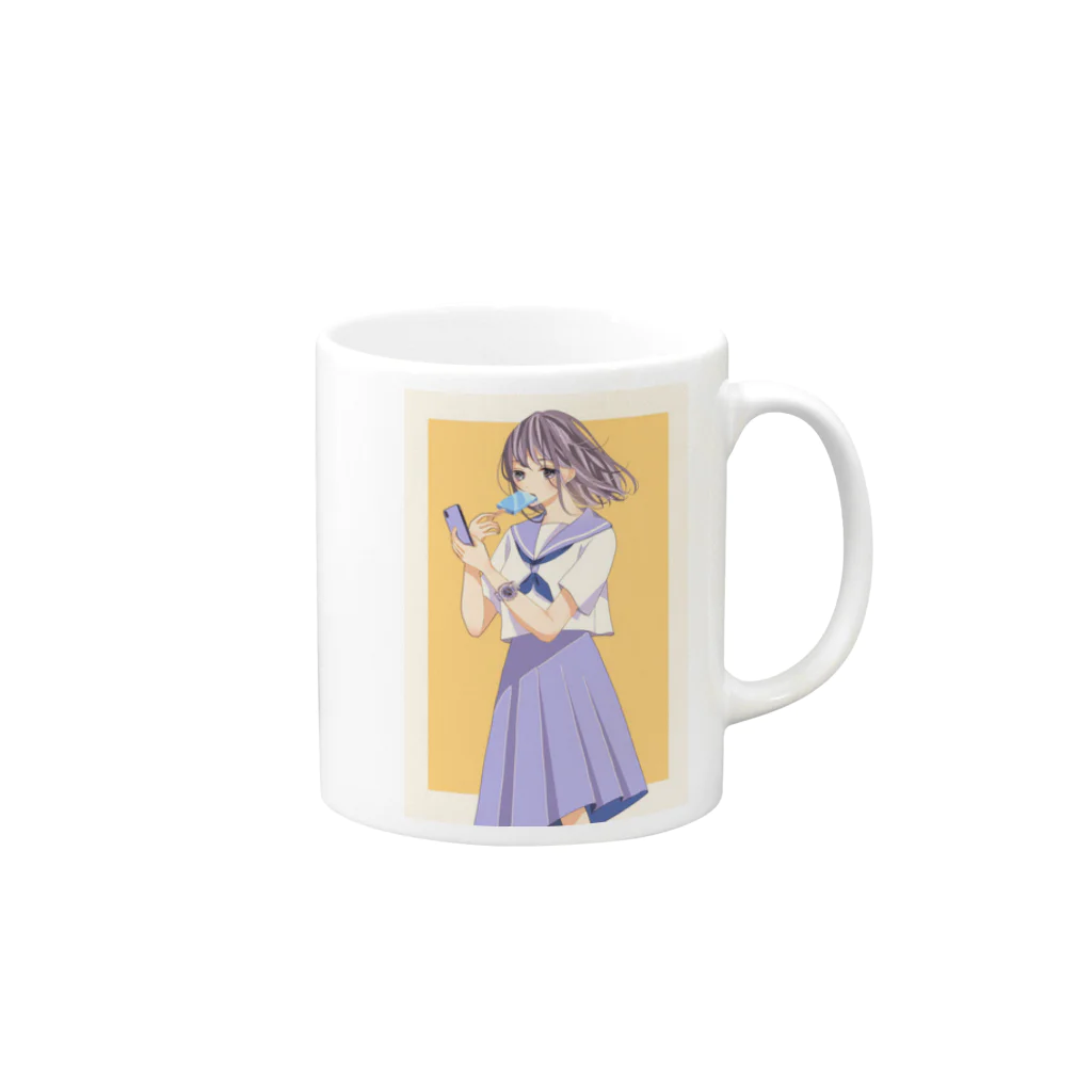 ꜀(.௰. ꜆)꜄もふもふ屋のbleu×summer Mug :right side of the handle