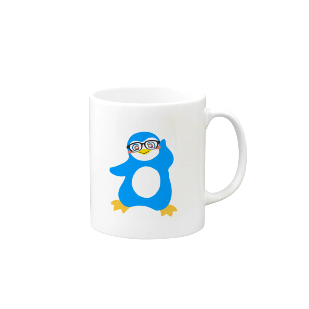 ライアンジーのインテリペンギン水色 Mug :right side of the handle