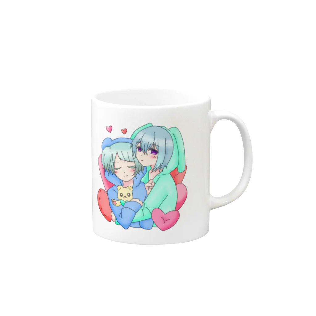 なつの水色兄弟 Mug :right side of the handle