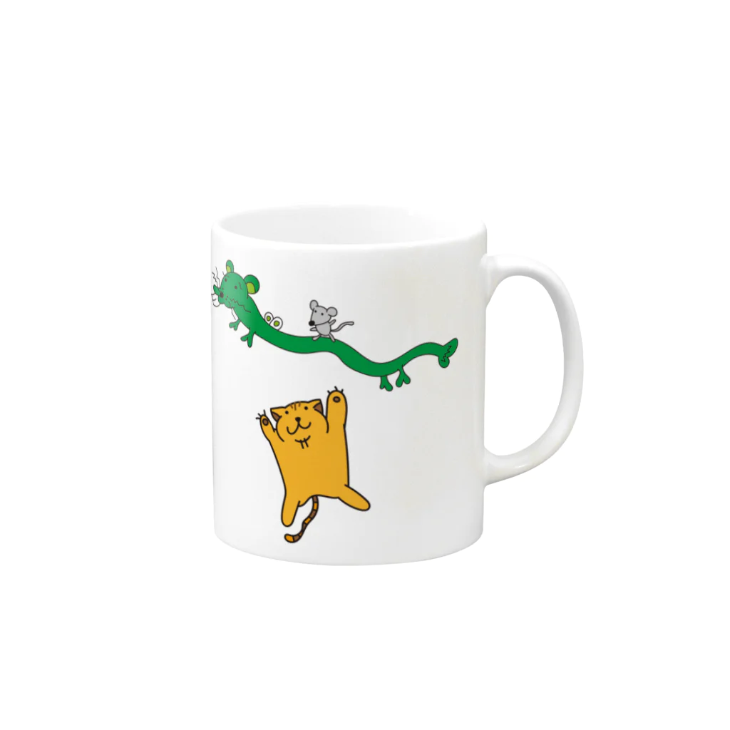 ふうふのおみせのねずみ龍とねこ虎 Mug :right side of the handle