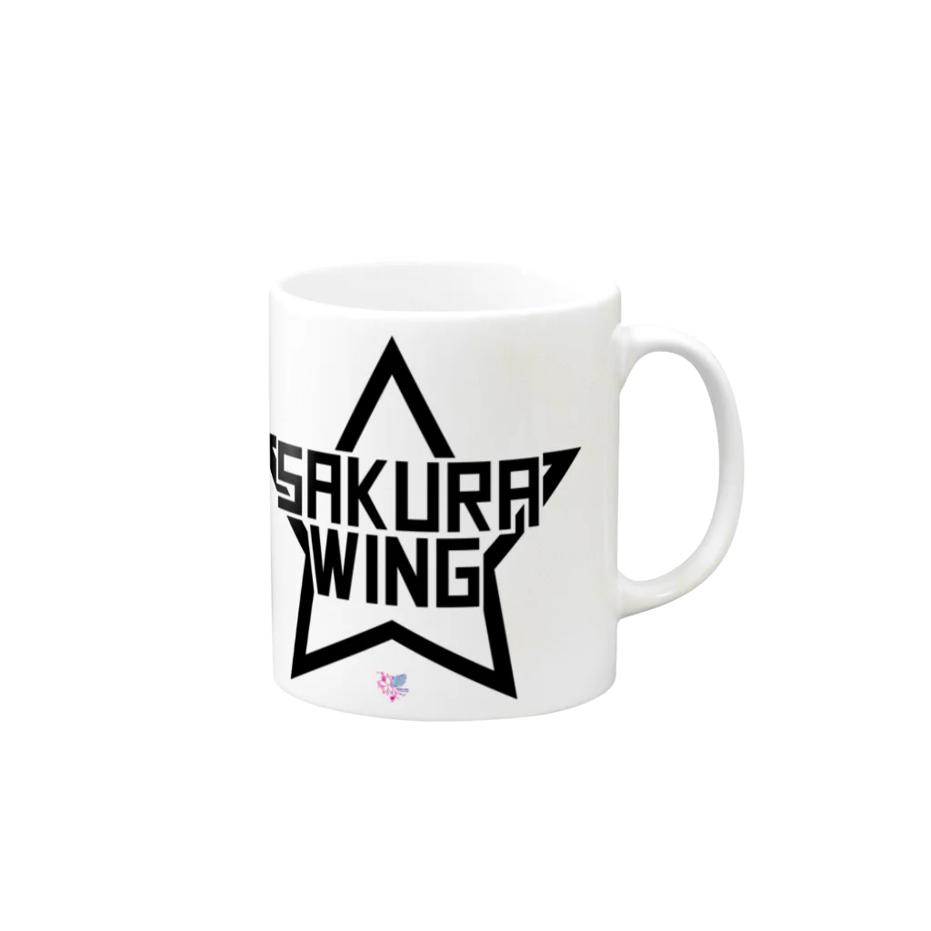 SAKURA WING LLC.のSAKURA WINGスター黒字 マグカップの取っ手の右面