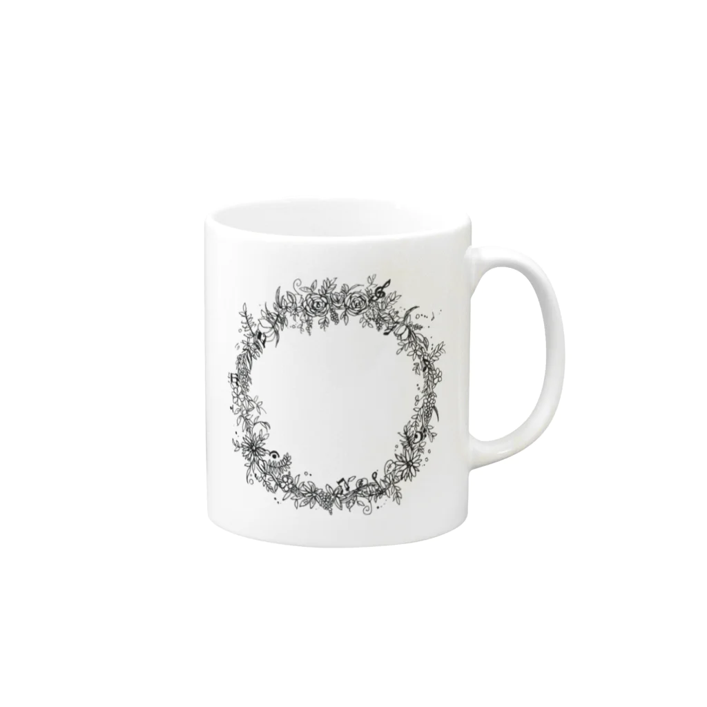 sink or swim!のmono wreath Mug :right side of the handle