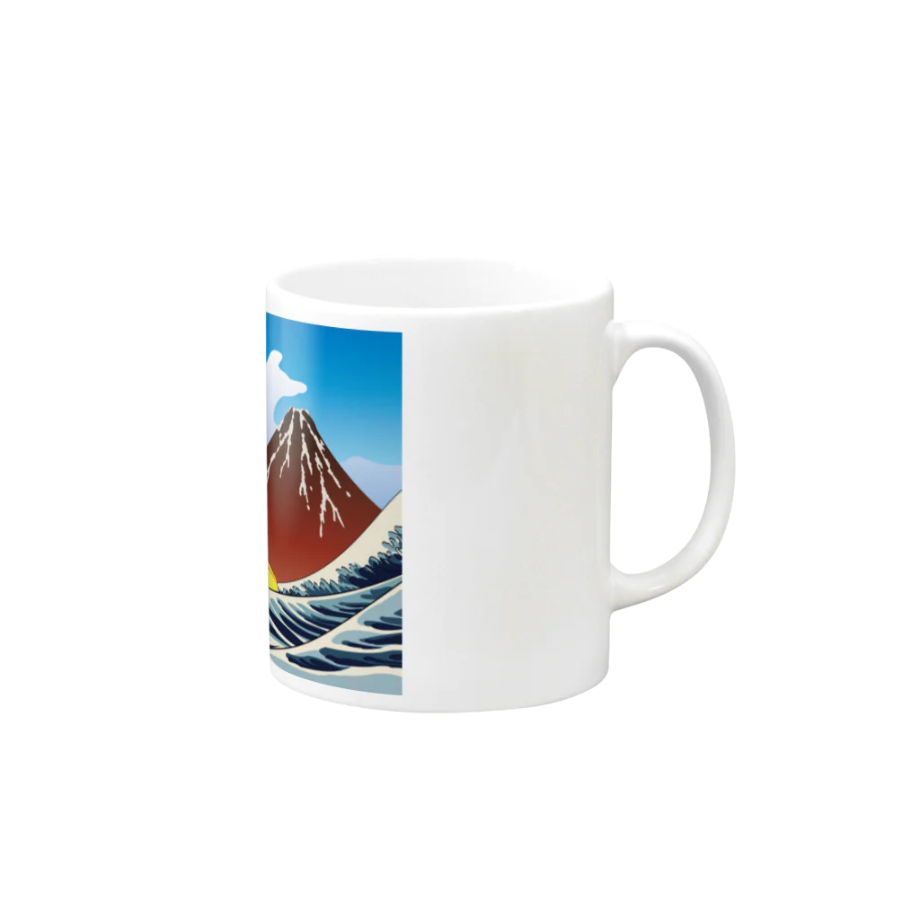 Drecome_Designの 紅富士波乗写楽 Mug :right side of the handle