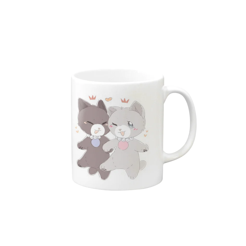 プリンス幽斗の王室売店の猫の王子と王女の王室喫茶マグ Mug :right side of the handle