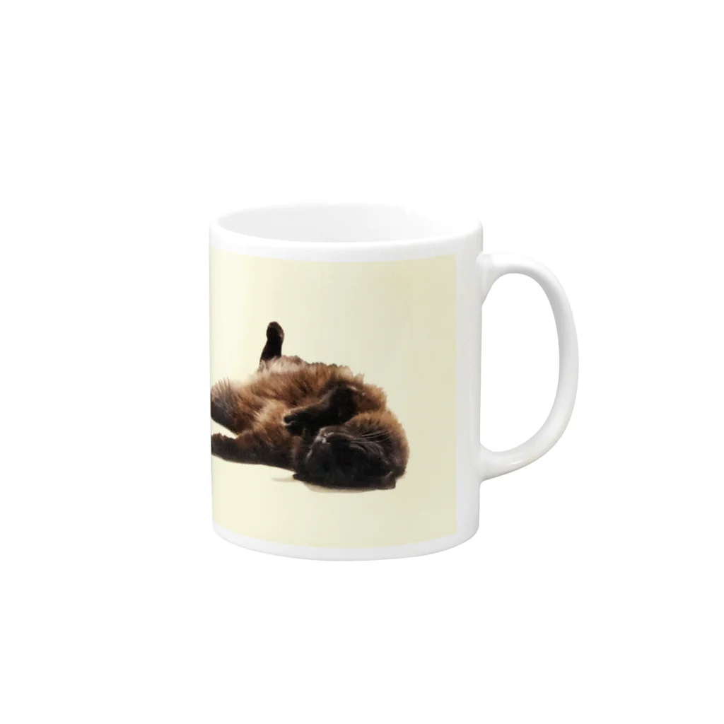 Litoraneo il gattinoの 黒猫 へそ天"Tango"  Mug :right side of the handle