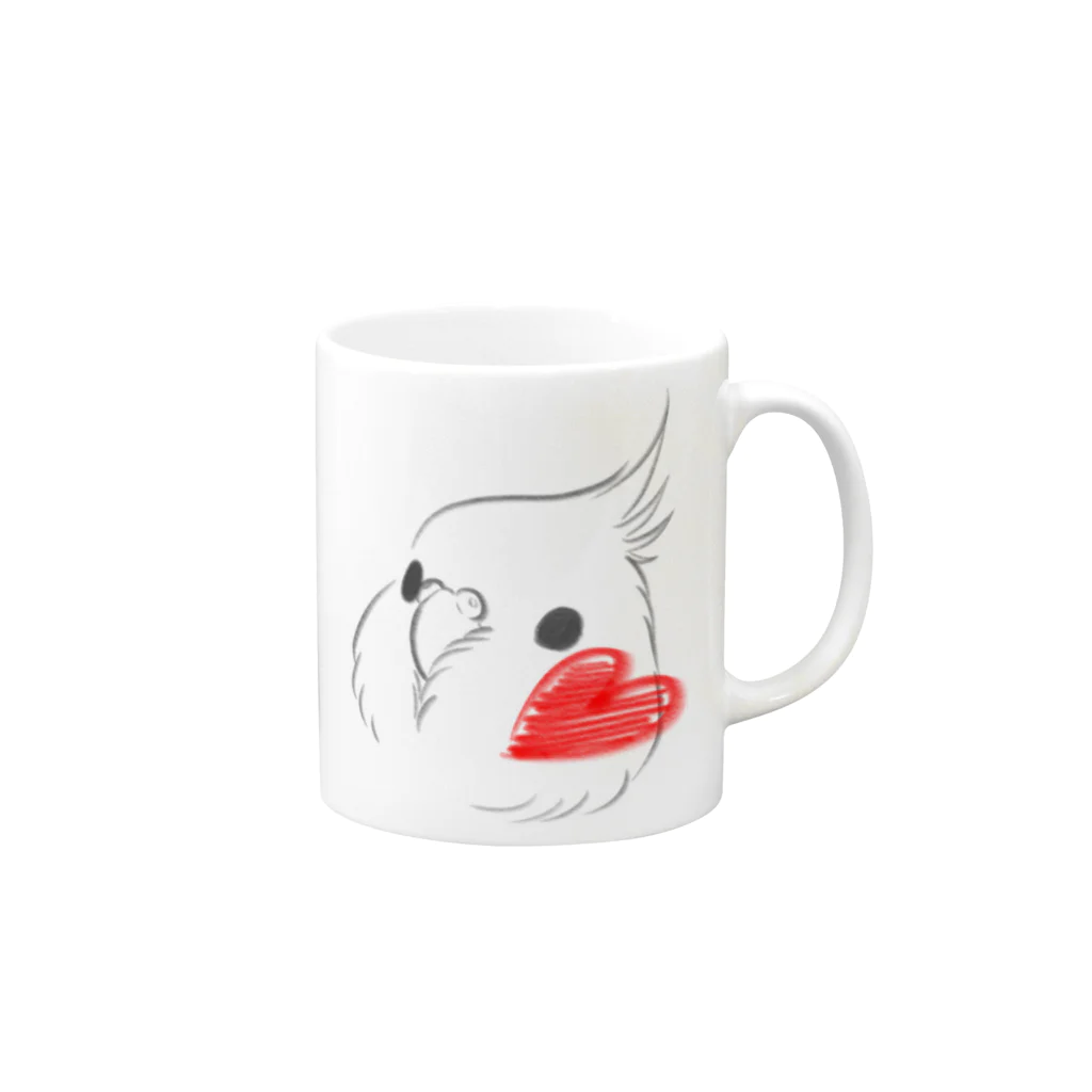 one-naacoのハートほっぺオカメ Mug :right side of the handle