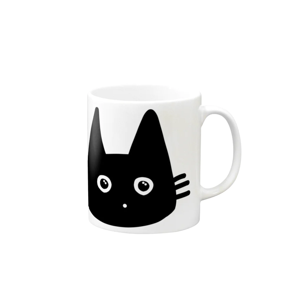 ねこねこねこ！のつぶらな瞳な黒猫ちこちゃん Mug :right side of the handle