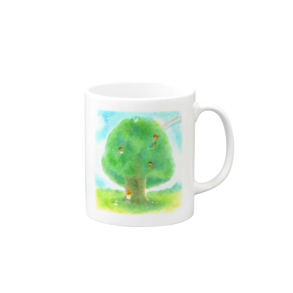 pinkychocolatの大きな木とかくれんぼ Mug :right side of the handle