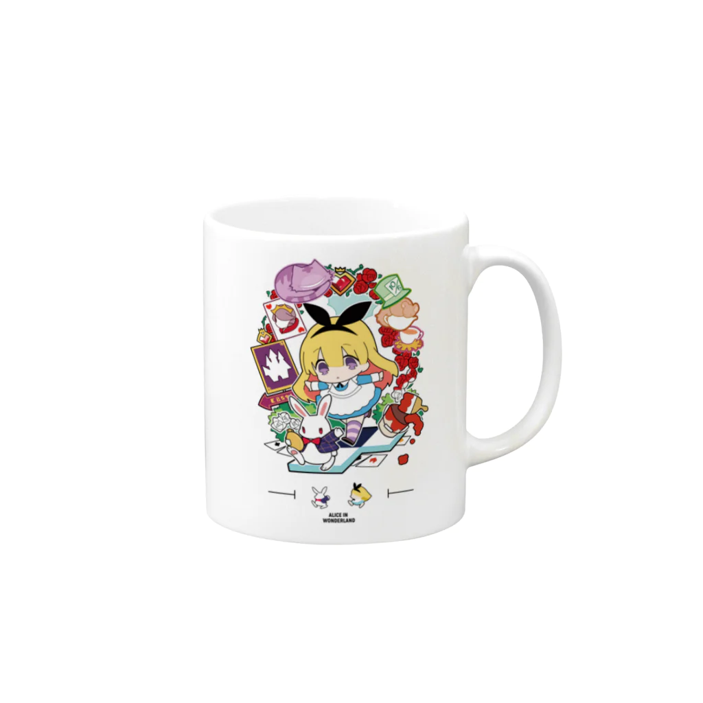 オリジナル雑貨店『ホットドッグ』の『不思議の国のアリス』マグカップ Mug :right side of the handle