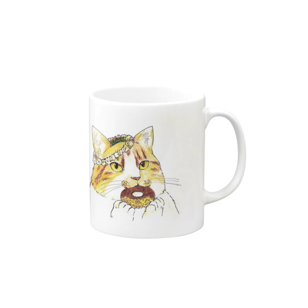 ねこめろんぱんのどーなっつねこ Mug :right side of the handle