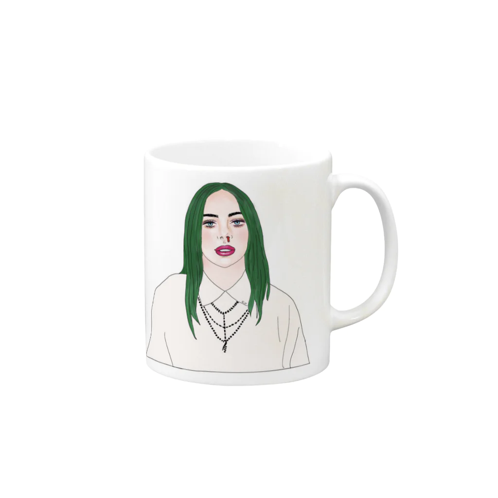 Girl_To_LadyのGreen Hair Girl Mug :right side of the handle