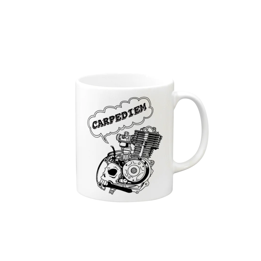 CARPE DIEMのドクロエンジン Mug :right side of the handle