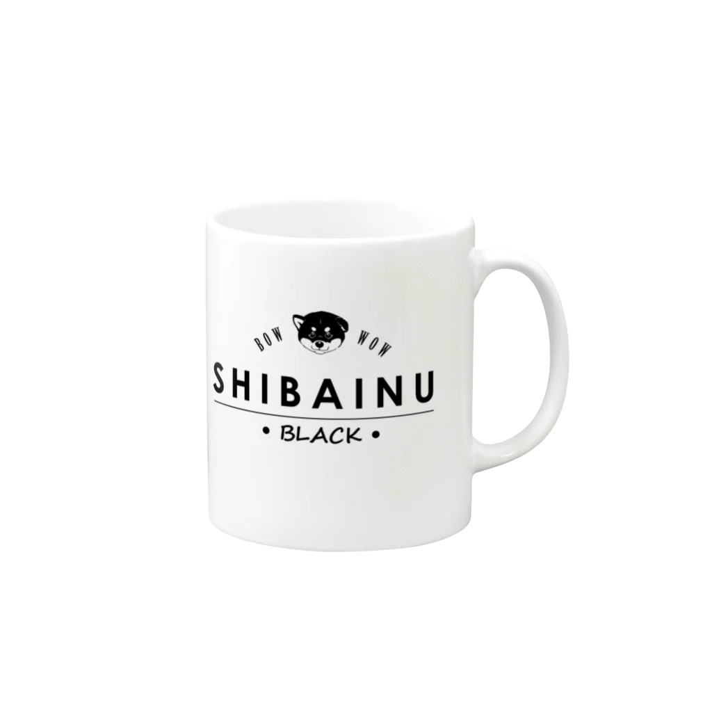 タバタ画房の柴犬（黒柴）ちびちゃん Mug :right side of the handle