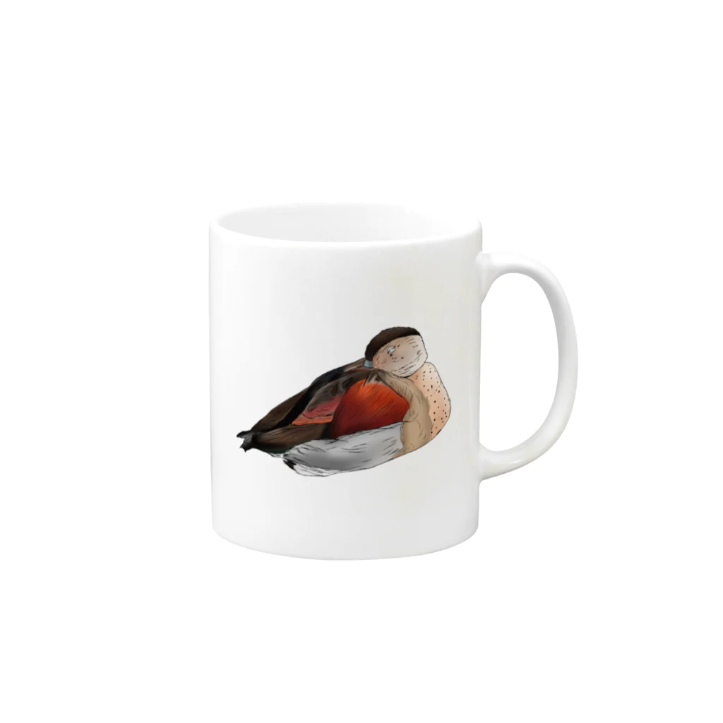 Lily bird（リリーバード）のクビワコガモ フルカラー Mug :right side of the handle