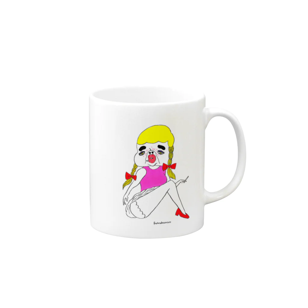 福ハナ夫（フクハナ商店）公式のセクシカトリーヌちゃん Mug :right side of the handle