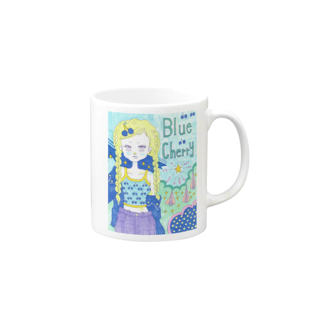 kaoru_littieのBlue cherry Mug :right side of the handle