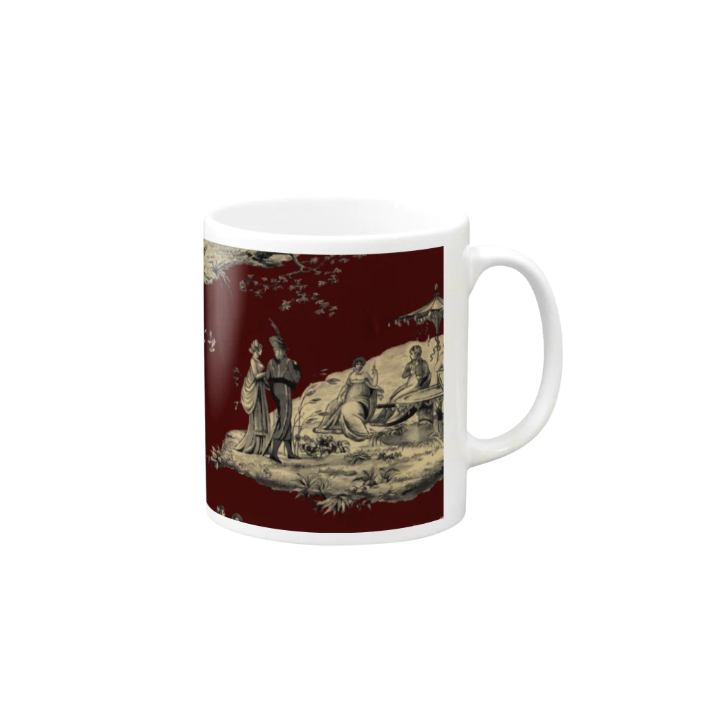 J. Jeffery Print Galleryのトワルドジュイ Toile de Jouy Mug :right side of the handle