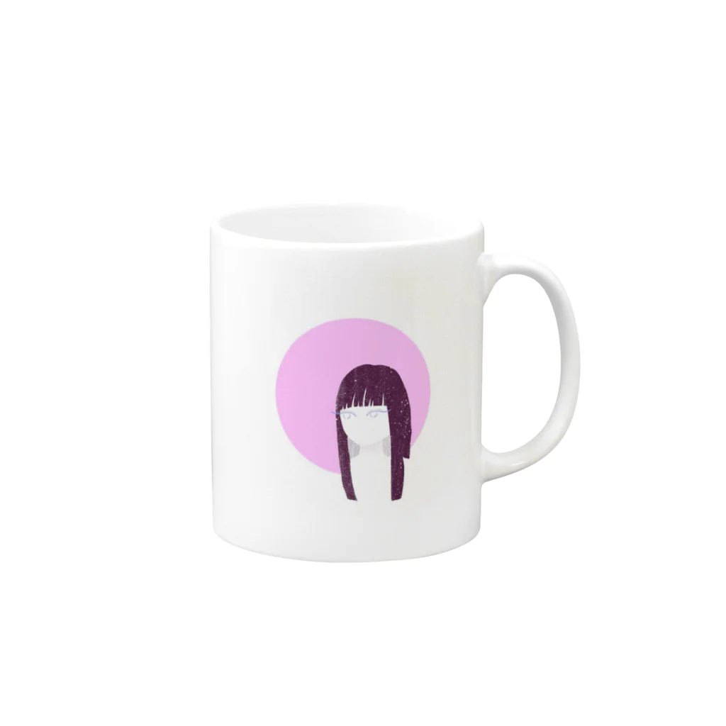 monacoocの見つめる女の子 Mug :right side of the handle