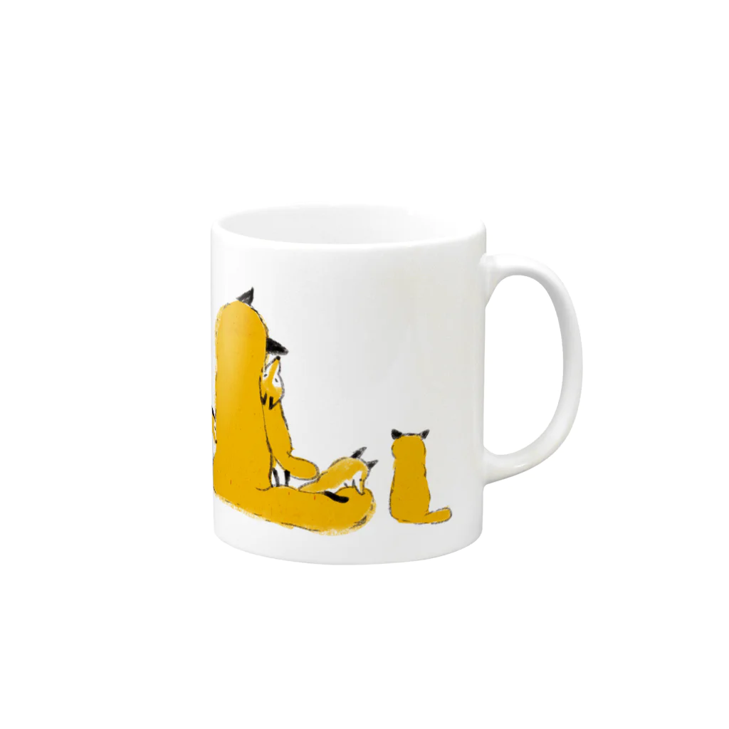 ももろ のきつねの親子 Mug :right side of the handle